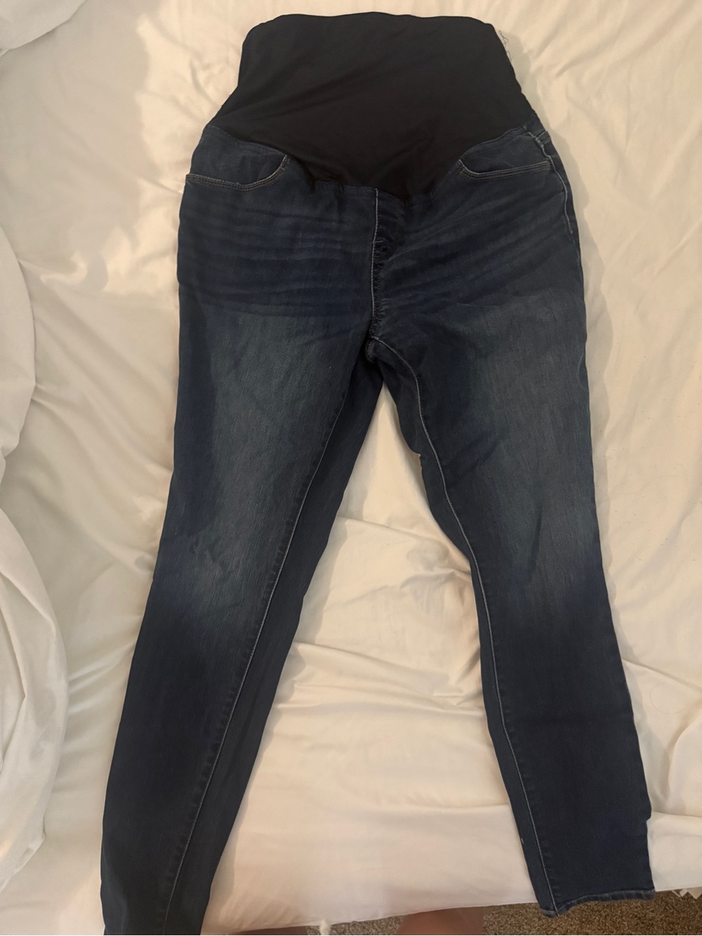 Isabel Maternity Dark Blue Stretch Jeans with Black Waist Panel
